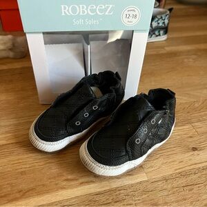 Robeez Black Soft Soles Kids Shoes Stylish Steve 12-18 mos EUC Excellent